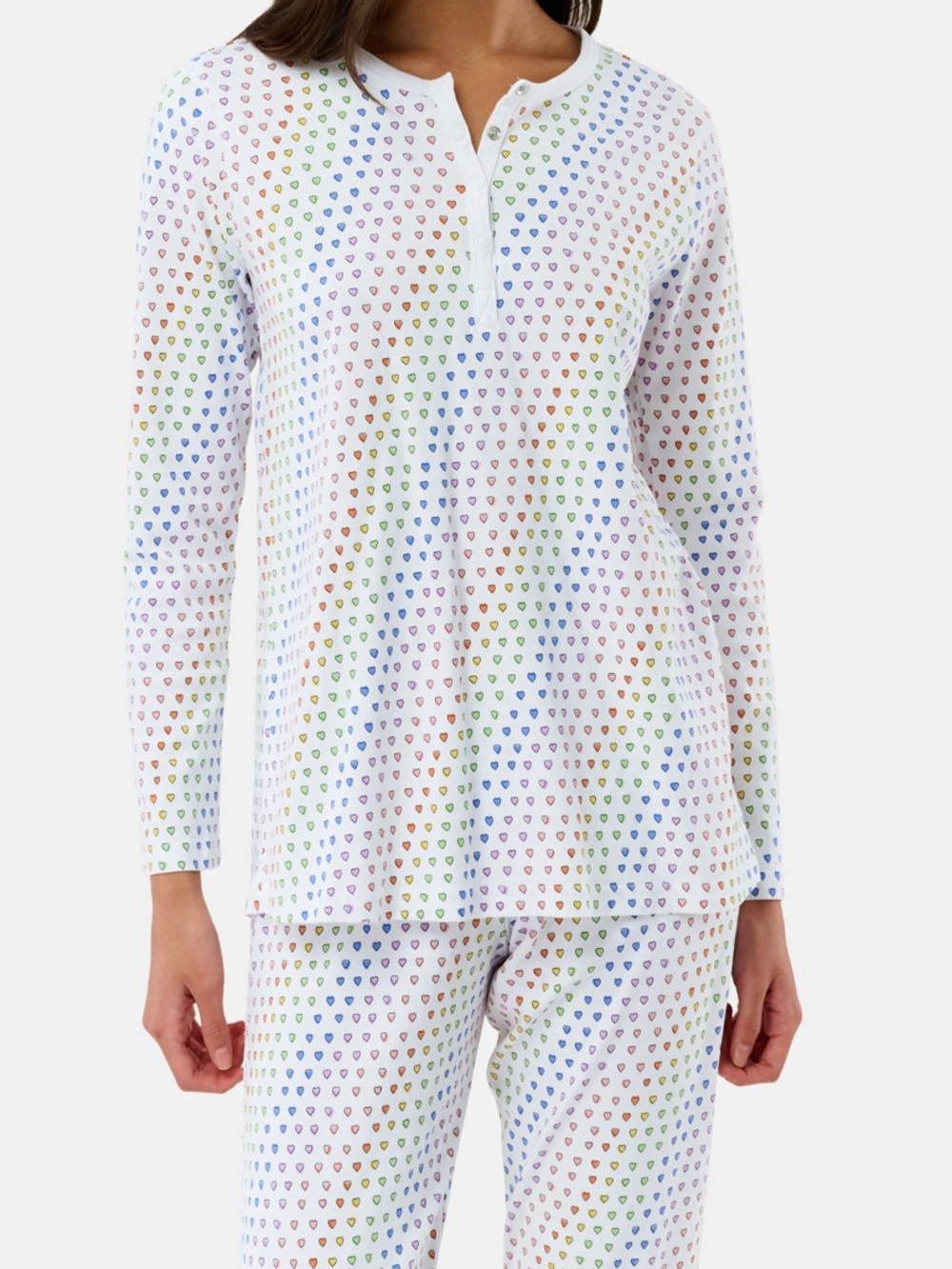 Roller Rabbit White Multicolor Heart-Print Long-Sleeve Pajama Set